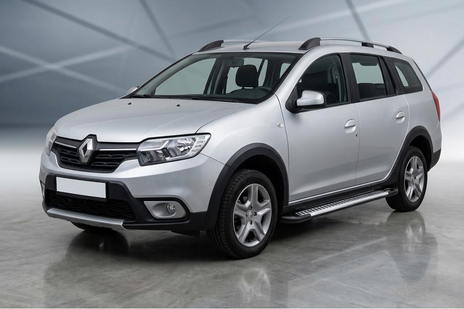 Dacia Logan MCV 2013-2020 гг. Боковые Подножки Line (2 шт., Алюминий) Image