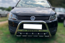 Volkswagen Touran 2010-2015 гг. Кенгурятник (нерж) 60 мм, с надписью фото 1