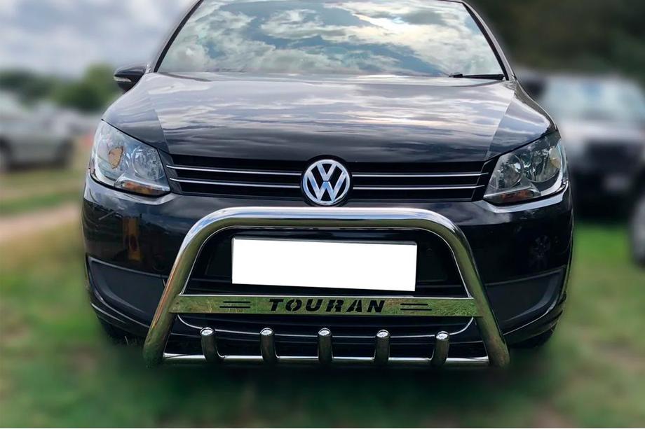 Volkswagen Touran 2010-2015 гг. Кенгурятник (нерж) 60 мм, с надписью Image