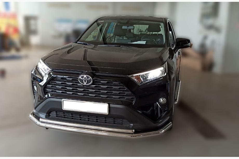 Toyota Rav 4 2019–2025 гг. Передняя защита F3-10 (нержавейка) Фото 3