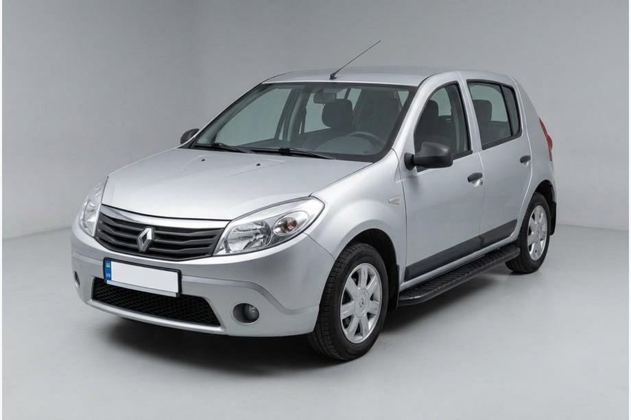 Dacia Sandero 2007-2013 гг. Боковые пороги Bosphorus Black (2 шт., алюминий) Image