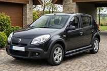 Renault Sandero 2007-2013 гг. Боковые Подножки Allmond Black (2 шт., Алюминий) фото 1