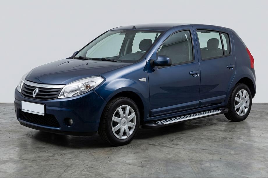 Renault Sandero 2007-2013 гг. Боковые Подножки Line (2 шт., Алюминий) Image