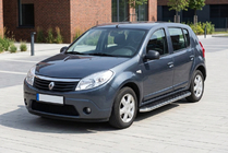 Renault Sandero 2007-2013 гг. Боковые Подножки Maydos V1 (2 шт., Алюминий и Нержавейка) фото 1