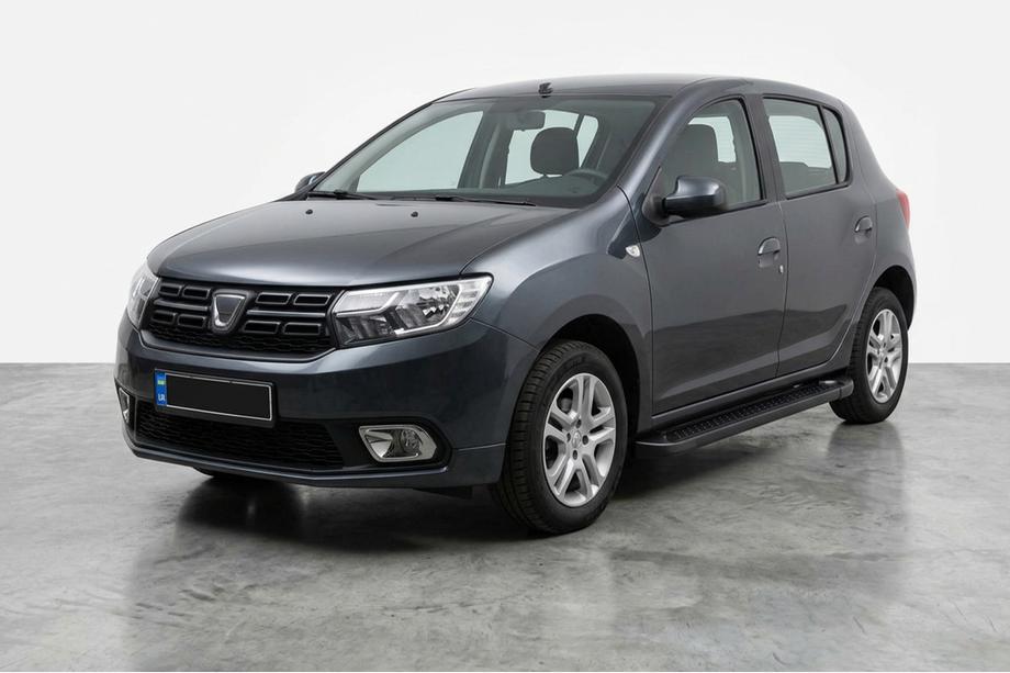 Dacia Sandero 2013-2020 гг. Боковые Подножки Allmond Black (2 шт., Алюминий) Image