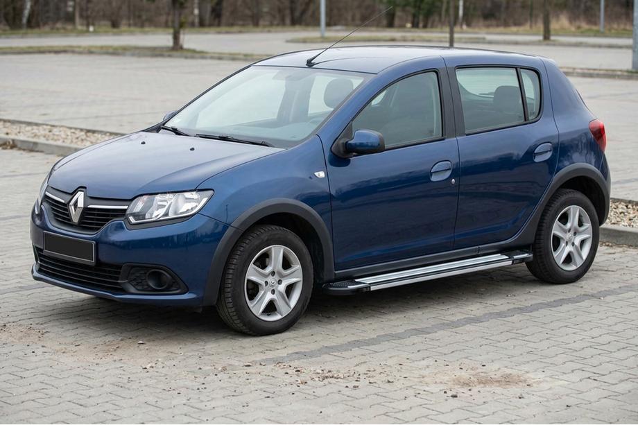 Dacia Sandero 2013-2020 гг. Боковые Подножки Rainbow (2 шт., Алюминий) Image