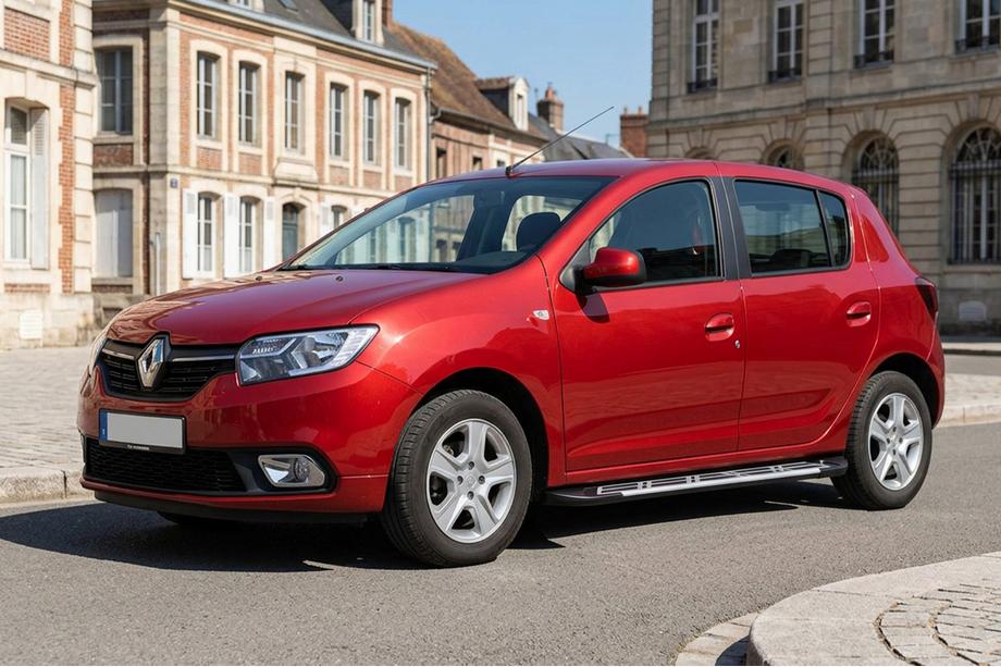 Renault Sandero 2013-2022 гг. Боковые Подножки Sunrise (2 шт., Алюминий) Image