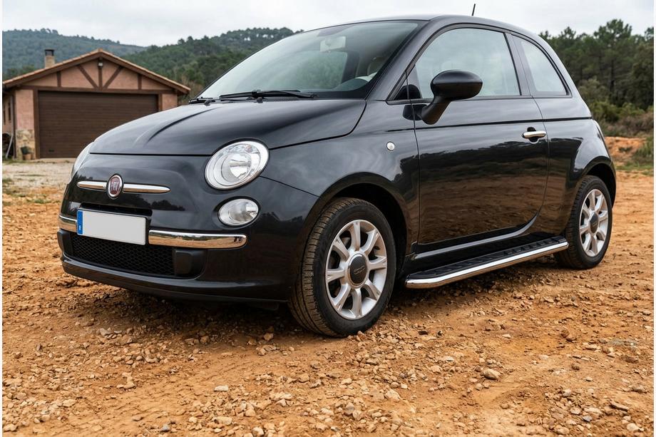 Fiat 500/500L 2013-2022 гг. Боковые Подножки Maydos V1 (2 шт., Алюминий и Нержавейка) Image