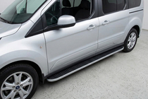 Ford Connect 2014-2021 гг. Боковые Подножки Tayga Grey (2 шт., Алюминий) фото 1