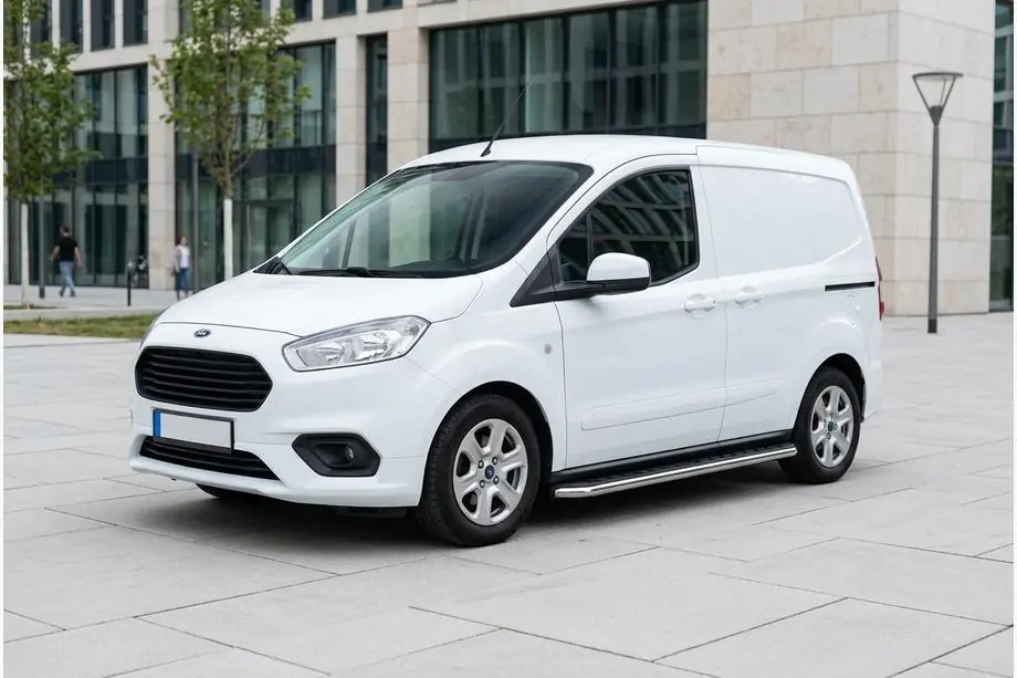 Ford Courier 2014-2023 гг. Боковые Подножки Maydos V1 (2 шт., нержавейка) Image