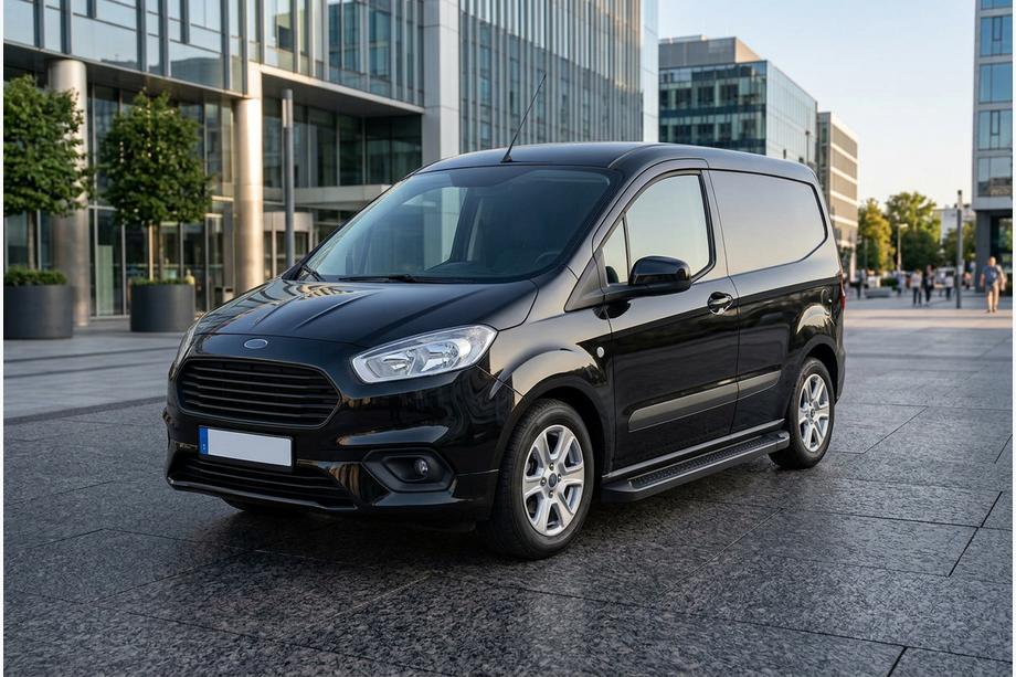 Ford Courier 2014-2023 гг. Боковые Подножки Allmond Black (2 шт., Алюминий) Image