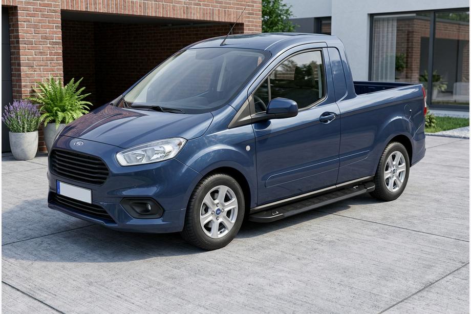 Ford Courier 2014-2023 гг. Боковые Подножки RedLine Black (2 шт., Алюминий) Image