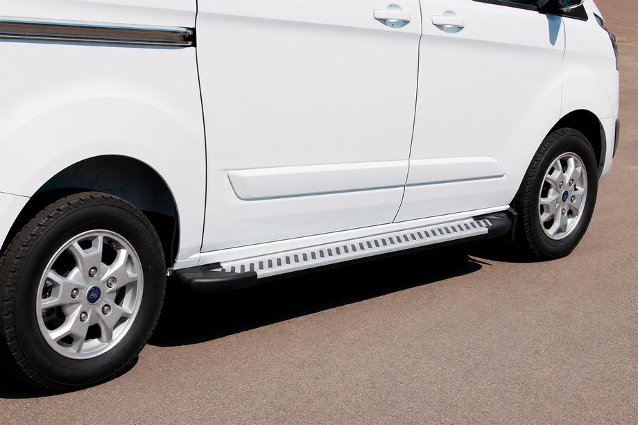 Ford Custom 2013-2022 гг. Боковые Подножки Line (2 шт., Алюминий) Image
