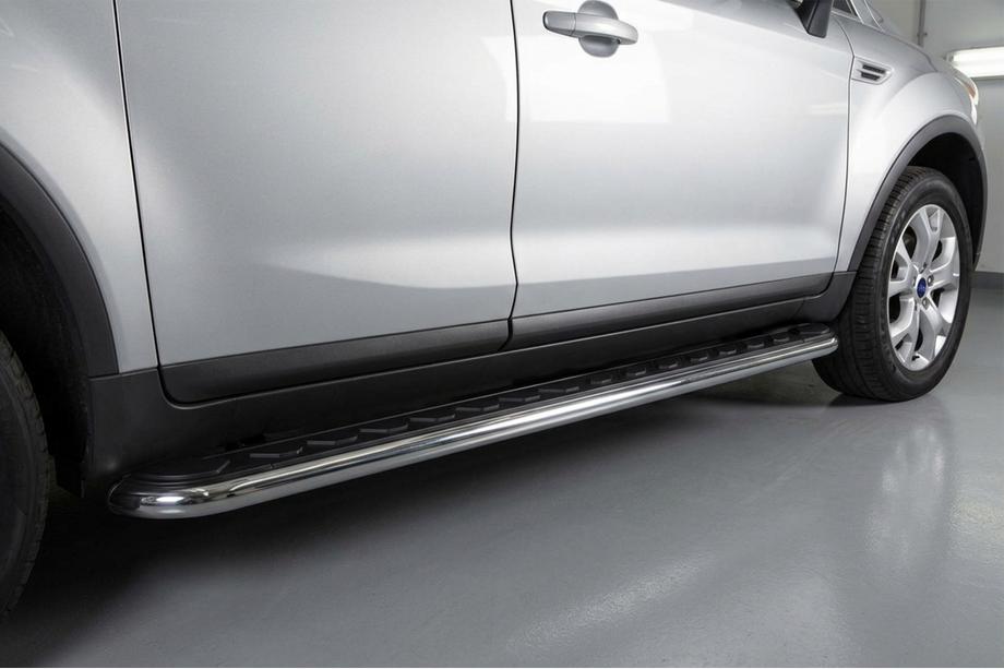 Ford Kuga 2008-2013 гг. Боковые Подножки Maydos V1 (2 шт., Алюминий и Нержавейка) Image
