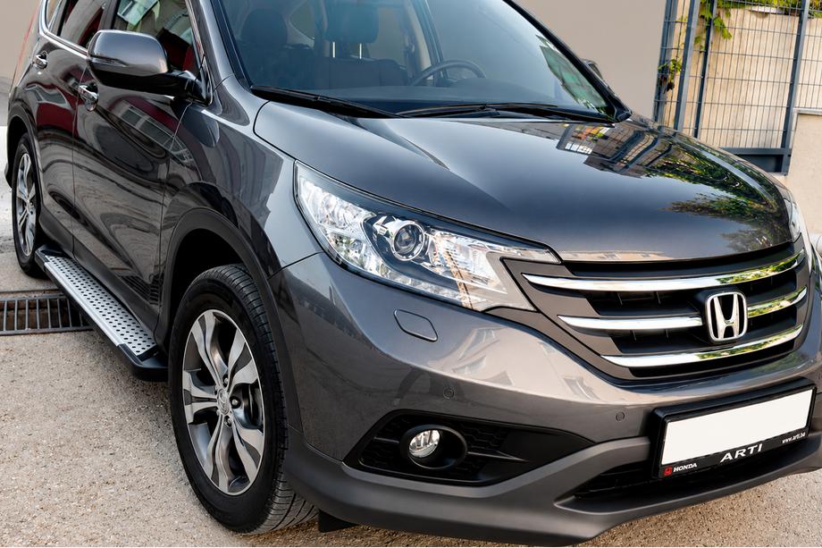 Honda CRV 2012-2016 гг. Боковые Подножки Allmond Grey (2 шт., Алюминий) Image