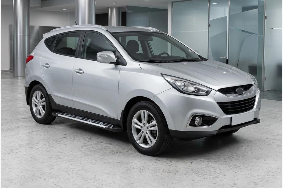 Hyundai IX-35 2010-2015 гг. Боковые Подножки Sunrise (2 шт., Алюминий) Image
