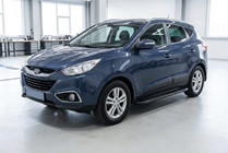 Hyundai IX-35 2010-2015 гг. Боковые пороги Bosphorus Black (2 шт., алюминий) фото 1