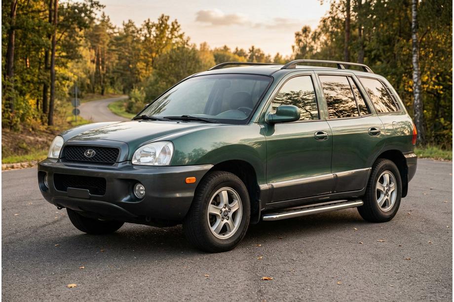 Hyundai Santa Fe 1 2000-2006 гг. Боковые Подножки Maydos V1 (2 шт., Алюминий и Нержавейка) Image