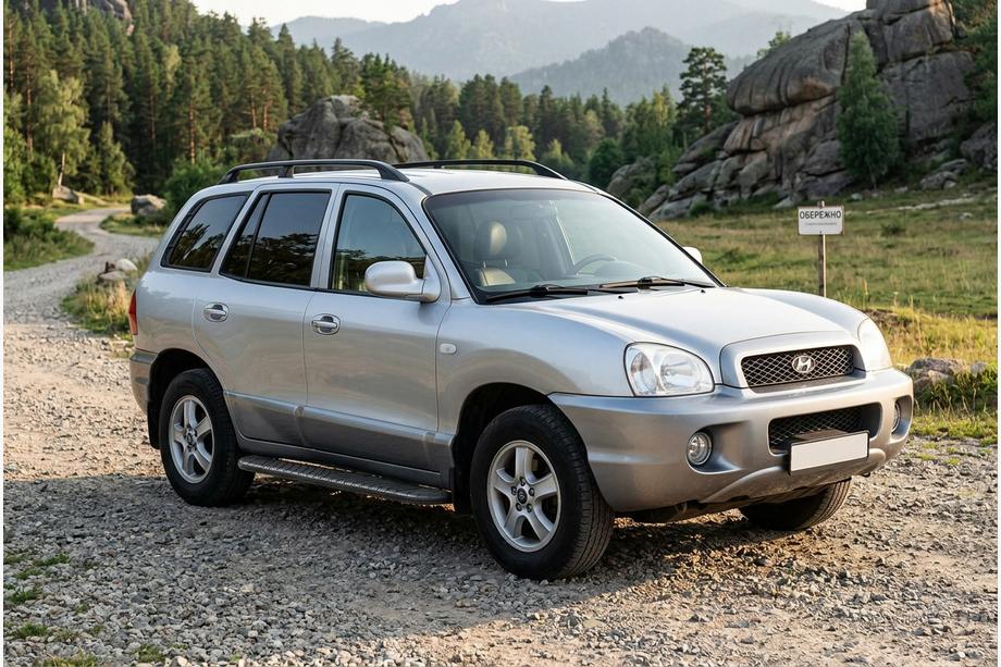 Hyundai Santa Fe 1 2000-2006 гг. Боковые пороги Bosphorus Black (2 шт., алюминий) Image