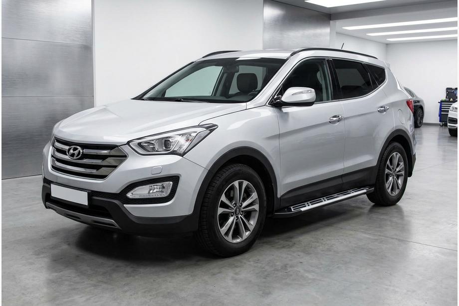 Hyundai Santa Fe 3 2012-2018 гг. Боковые Подножки Sunrise (2 шт., Алюминий) Image
