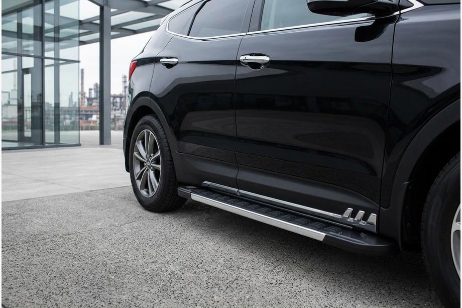 Hyundai Santa Fe 3 2012-2018 гг. Боковые пороги RedLine V1 (2 шт., алюминий) Image