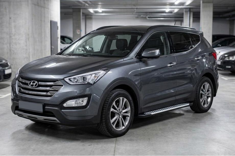 Hyundai Santa Fe 3 2012-2018 гг. Боковые Подножки Line (2 шт., Алюминий) Image