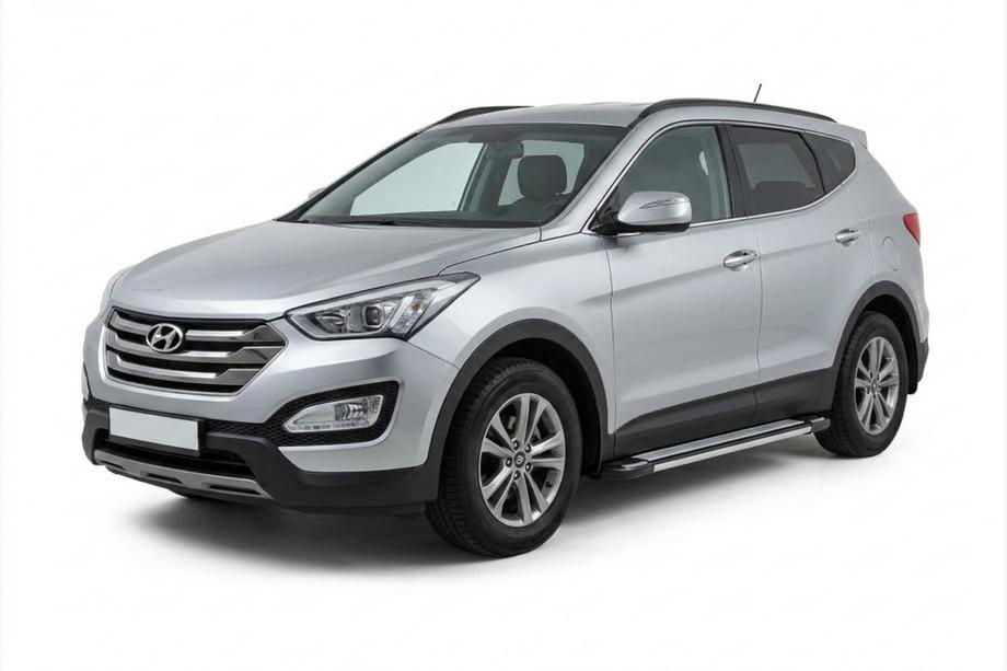 Hyundai Santa Fe 3 2012-2018 гг. Боковые Подножки Rainbow (2 шт., Алюминий) Image