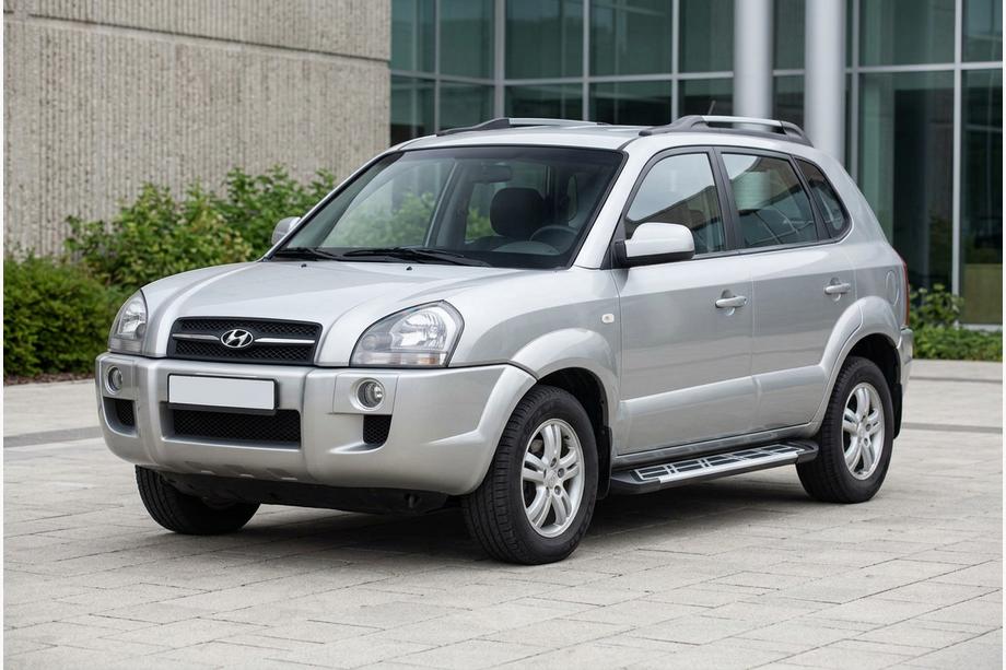 Hyundai Tucson JM 2004- гг. Боковые Подножки Sunrise (2 шт., Алюминий) Image