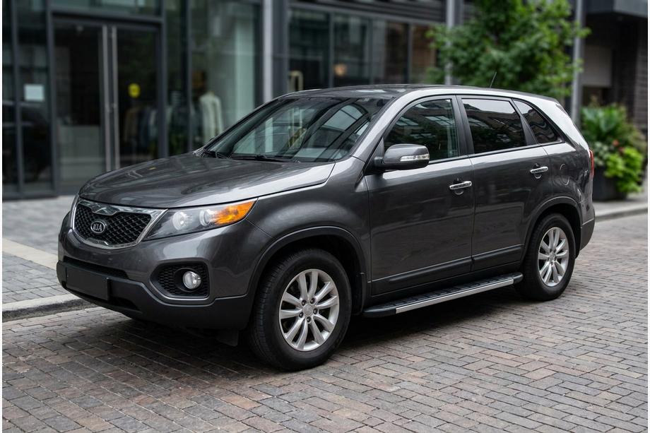 Kia Sorento II XM 2009-2014 гг. Боковые Подножки Duru (2 шт., Алюминий) Image