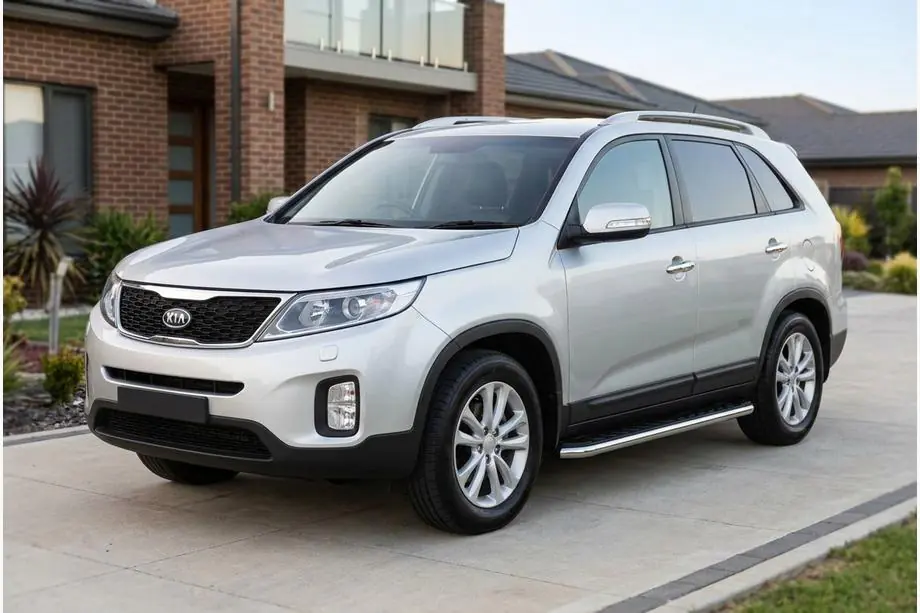 Kia Sorento II XM 2009-2014 гг. Боковые Подножки Maydos V1 (2 шт., Алюминий и Нержавейка) Image