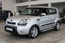 Kia Soul I 2008-2013 гг. Боковые Подножки Line (2 шт., Алюминий) фото 1