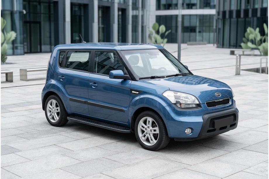 Kia Soul I 2008-2013 гг. Боковые пороги Bosphorus Black (2 шт., алюминий) Image