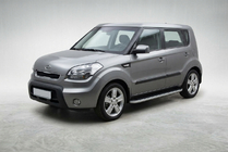 Kia Soul I 2008-2013 гг. Боковые Подножки Tayga Grey (2 шт., Алюминий) фото 1