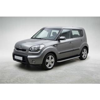 Боковые Подножки Tayga Grey (2 шт., Алюминий) Kia Soul I 2008-2013 гг. фото 1