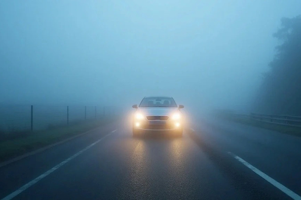 Как водителю действовать на дороге в густом тумане?