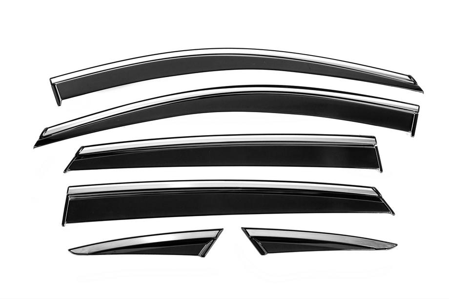 MG ZS 2017-2024 гг. Ветровики с хромированным молдингом Niken Luxury (6 шт) Image