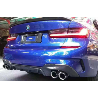 Задний диффузор бампера (для M-Sport 2018-2022, под прямоугольные насадки, ABS) фото 1