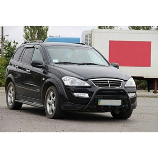 Кенгурятник WT004 Черный (Нержавейка) SsangYong Action 2005-2018 гг. фото 3