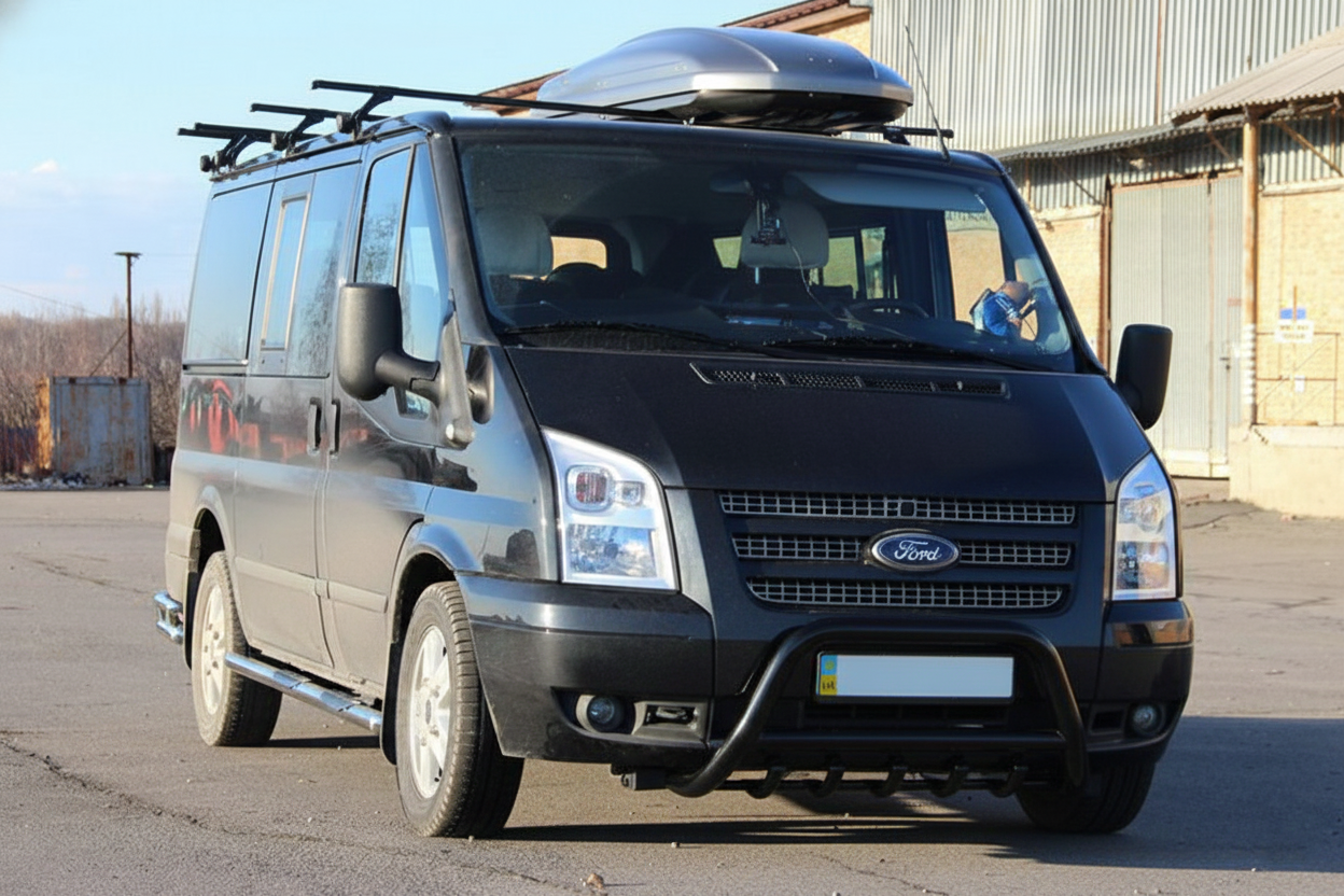 Кенгурятник WT003 Black (2006-2014, нерж.) для Ford Transit рр