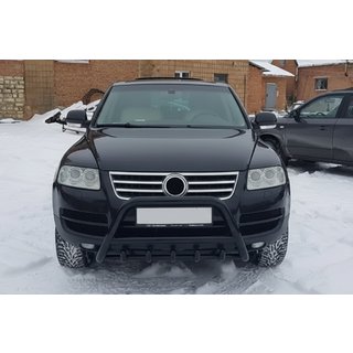 Кенгурятник WT003 Black Special (нержавеющая сталь) Volkswagen Touareg 2002–2010 гг. фото 1