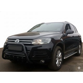 Кенгурятник WT003 Черный Нержавейка Volkswagen Touareg 2010-2018 гг. фото 3
