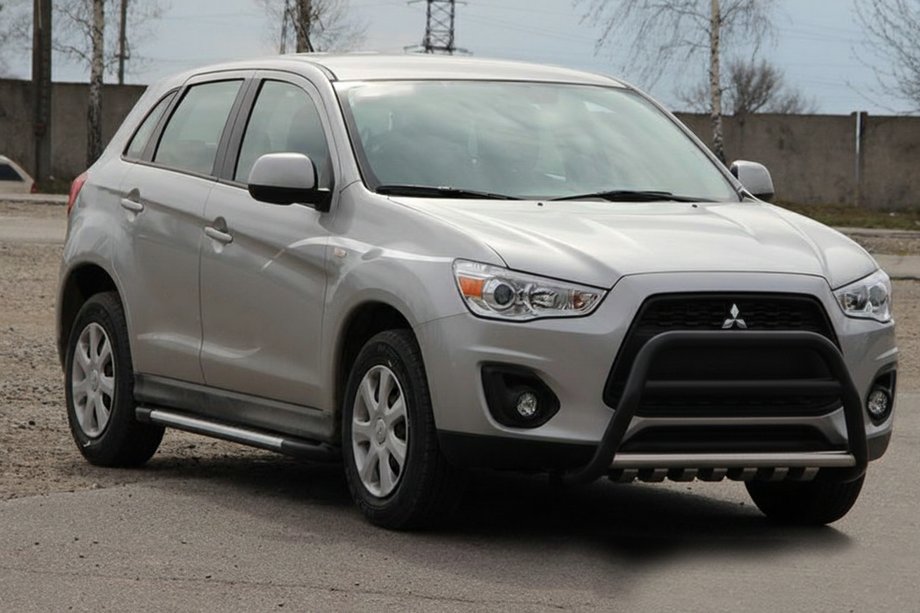 Mitsubishi ASX 2010-2023 гг. Кенгурятник WT003 Черный (Нержавеющая сталь) Image