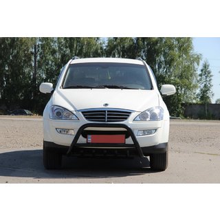 Кенгурятник WT003 Черный Нержавейка SsangYong Kyron 2005-2014 гг. фото 3