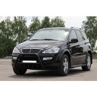 Кенгурятник WT003 Черный Нержавейка SsangYong Kyron 2005-2014 гг. фото 1