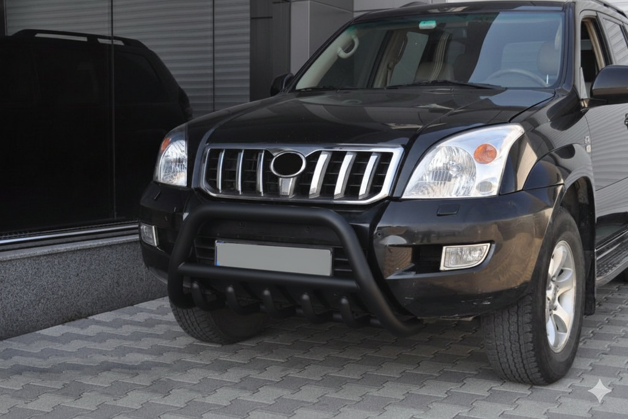 Кенгурятник низький WT003 Black (нерж) для Toyota Land Cruiser Prado 120 2002-2009 рр