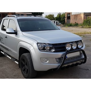 Кенгурятник WT003 Черный Нержавейка Volkswagen Amarok 2010-2022 гг. фото 4