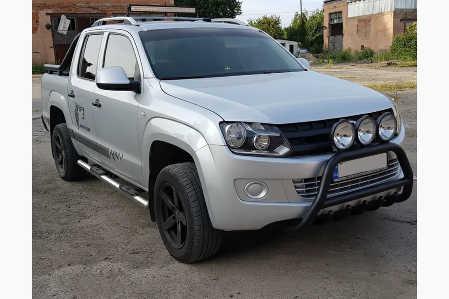 Volkswagen Amarok 2010-2022 гг. Кенгурятник WT003 Черный Нержавейка Фото 8