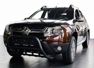 Dacia Duster 2008-2018 гг. Кенгурятник без надписи WT003 Черный (нерж.) фото 1