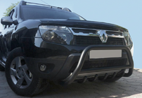 Dacia Duster 2008-2018 гг. Кенгурятник без надписи WT003 Черный (нерж.) фото 3