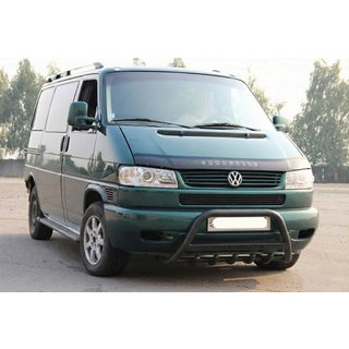 Кенгурятник WT004 Черный (Нержавейка) Volkswagen T4 Caravelle/Multivan 1990–2003 гг. фото 1
